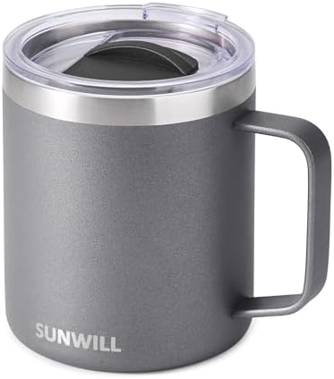SUNWILL Travel Coffee Mug with Lid, 14 oz Insulated Stainless Steel