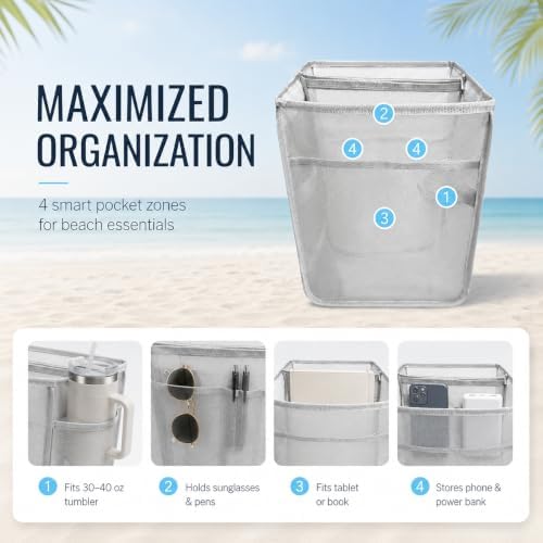 2-in-1 Cooler Organizer Insert Compatible with X Large Bogg Bag, Leak-Proof PEVA Ice Chest with Mesh Divider Pouch, 4 Metal Fasteners, Beach Tote Bag Organizer for Pool, Picnic, Travel, Camping.