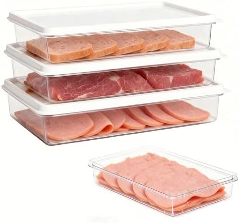 3pcs Small Deli Meat Container with Lids for Cold Cuts Ham Salami Storage