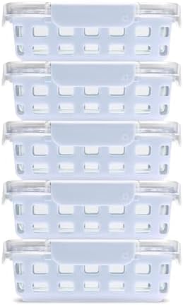 Ello Duraglass 3.4 Cup Glass Meal Prep Containers, 10 Pc, 5 Pack, Blue