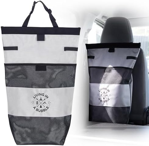 Living in a Bubble Wet Dry Laundry Bag – Portable Waterproof Laundry Hamper for RV, Campervan & Travel – Foldable Clothes Organizer with Separate Wet & Dry Compartments