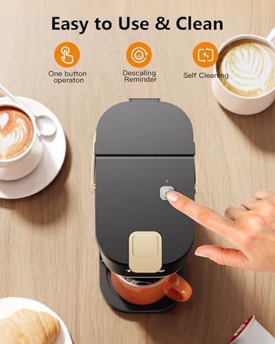 Tastyle Mini Single Serve Coffee Maker for K Cups and Grounds with Handle