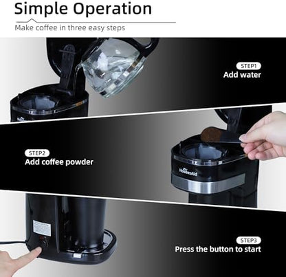 Single Serve Coffee Maker, 15oz Portable One Cup Coffee Brewer