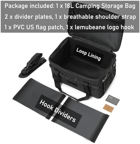 Tactical Camping Storage Bag 18L Utility Tote Bag Camp Kitchen and Trunk Organizer (Black)