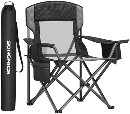 SONGMICS Breathable Camping Chair, High Back, Drink Holder