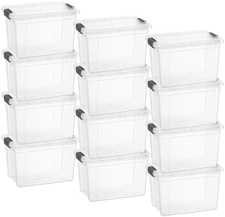Superio 2.5 Quart Clear Plastic Storage Boxes with Lids, Stackable Organizer Containers, BPA-Free Storage Bins for Home, Office, School & Dorm, 12 Pack