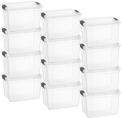 Superio 2.5 Quart Clear Plastic Storage Boxes with Lids, Stackable Organizer Containers, BPA-Free Storage Bins for Home, Office, School & Dorm, 12 Pack