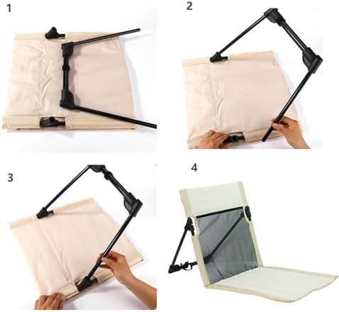 2 Pack Foldable Camping Chairs with Mesh Backrest (Khaki)