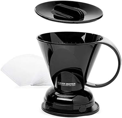 Clever Coffee Dripper | Large 18 oz | Black | BPA-Free | 100 Filters