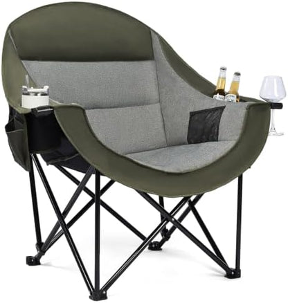 Oversized Camping Chairs for Adults - Heavy Duty Padded Outdoor Camp Chair