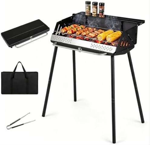 Giantex Portable Charcoal Grill with Detachable Legs, Compact BBQ Grill
