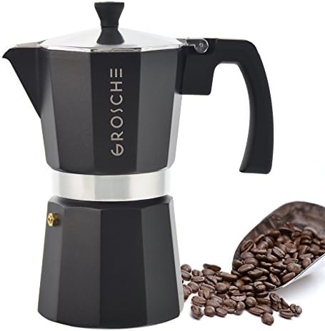 GROSCHE Milano Stovetop Espresso Maker Moka Pot 6 espresso Cup, 9.3oz Black