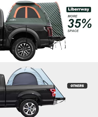 LIBERRWAY Truck Bed Tent for 2 Person, 5.5-5.8 FT Pickup Truck Tent with Waterproof Rainfly Oxford for Camping Travel Outdoor Chevy Silverado 1500 Dodge Ram 1500 Ford F-150 GMC Sierra 1500