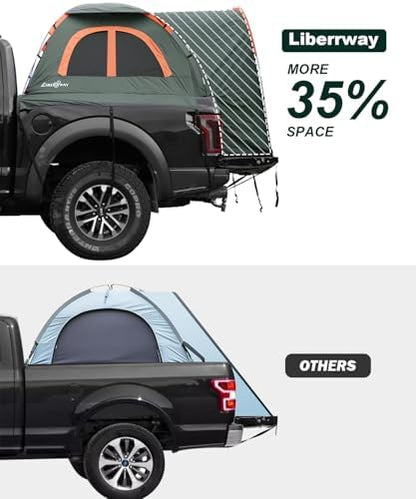 LIBERRWAY Truck Bed Tent for 2 Person, 5.5-5.8 FT Pickup Truck Tent with Waterproof Rainfly Oxford for Camping Travel Outdoor Chevy Silverado 1500 Dodge Ram 1500 Ford F-150 GMC Sierra 1500