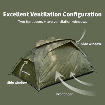 Camping Tent 1 to 2 Person, Backpacking Tent Waterproof & Windproof, Ultralight Instant Tent for Camping, Hiking, Outdoor,Lightweight for Adults Kids Scouts Easy Setup
