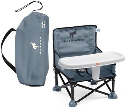Bright Starts Ford Bronco Pop 'N Sit Portable Booster Chair, Floor Seat, Indoor/Outdoor Use, Compact Fold, Area 51 Color, 6 Mos - 3 Yrs