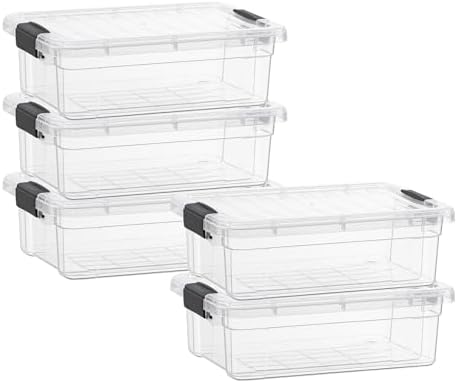 Superio 2.3 Quart Clear Plastic Storage Containers with Lids, Stackable Organizer Bins, BPA-Free Storage Boxes for Home, Office, Dorm & Classroom, 5 Pack