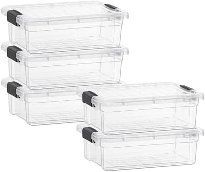 Superio 2.3 Quart Clear Plastic Storage Containers with Lids, Stackable Organizer Bins, BPA-Free Storage Boxes for Home, Office, Dorm & Classroom, 5 Pack