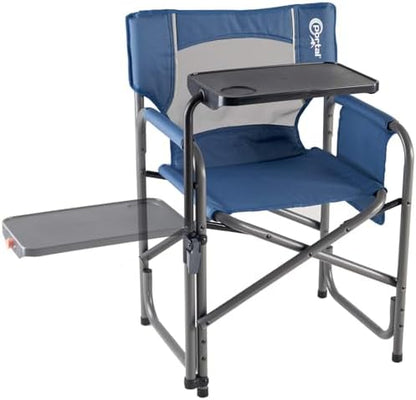 Portal Director Camping Chair with 2-Way Rotating Side Table, 300 lb, Blue