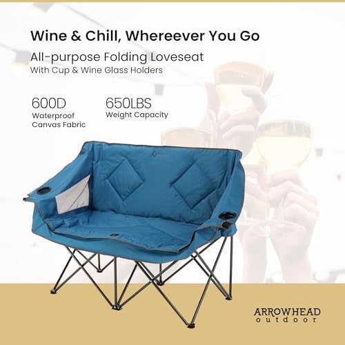 ARROWHEAD OUTDOOR Portable Folding Double Duo Camping Chair Loveseat