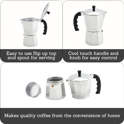 IMUSA 12 Cup Cast Aluminum Stovetop Coffee Maker with Cool-touch Handle