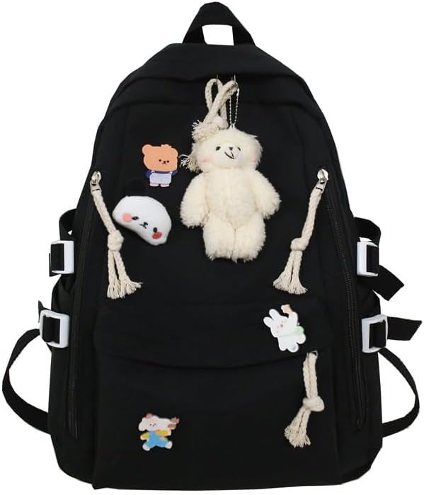 DUSLANG Big Student Laptop Backpack For College Women Men Middle High School Teen Girls Bookbag Travel Daypack, Black