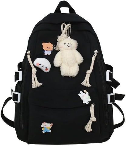 DUSLANG Big Student Laptop Backpack For College Women Men Middle High School Teen Girls Bookbag Travel Daypack, Black