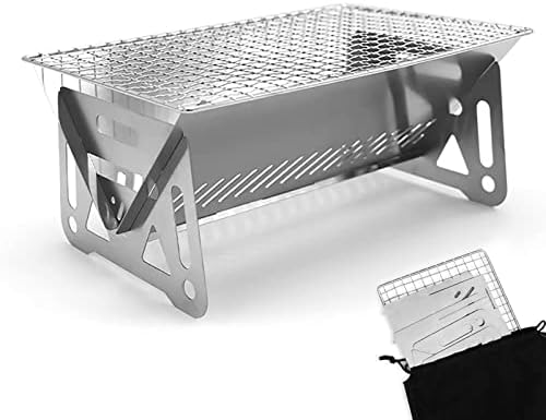 Mini Portable Charcoal Grill,Small BBQ Grill Tabletop Fire Pit for Camping Patio Outdoor Stainless Steel Camping Folding Barbecue Grills Backpacking Grills