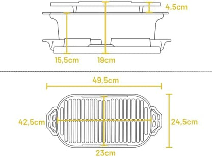 Lodge Sportsman's Pro Cast Iron Grill, 9 x 16.75 Inches