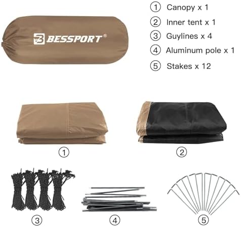 Bessport Camping Tent for 2-3 Person, Lightweight Backpacking Tent Waterproof Windproof Two Doors Easy Setup Double Layer Outdoor Tents for 3 to 4 Seasons, Suitable for Outdoor,Hiking,Camping