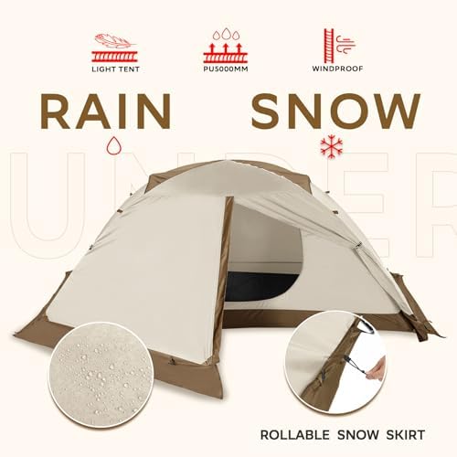 1/2 Person 4 Season Backpacking Tent, Lightweight Waterproof Winter Tent