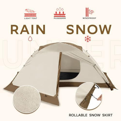 1/2 Person 4 Season Backpacking Tent, Lightweight Waterproof Winter Tent