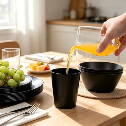 Supernal 57pcs Reusable Black Wheat Straw Dinnerware Set Black Dishes for 8