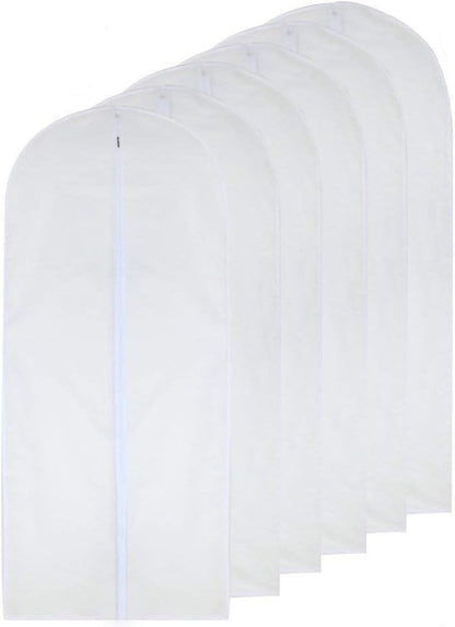 Dress Bags for Hanging Clothes 24'' x 54'' Long Dress Hanging Garment Bag White Breathable Garment Bags for Hanging Clothes Full Zipper Dust Cover for Storage Closet Pack of 6