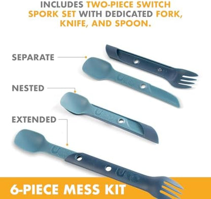 UCO Camping Mess Kit with Bowl, Plate, Collapsible Cup, and Switch Camping Spork