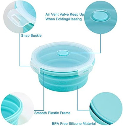 Guyuyii Collapsible Bowls with Lids 4 PC Food-Grade Silicone BPA-Free