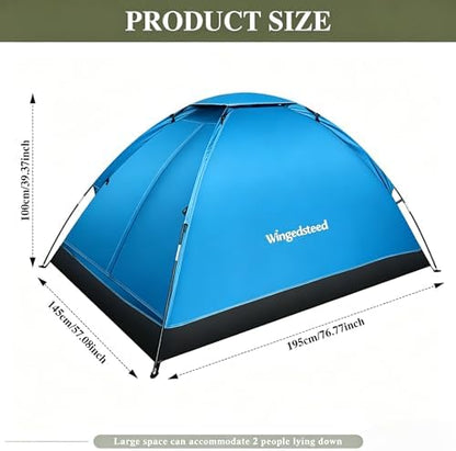 1-2 Person Camping Tent, Easy Manual Setup Dome Tent, Waterproof Windproof Lightweight Backpacking Tent with Breathable Mesh for Hiking, Outdoor Travel & Beach