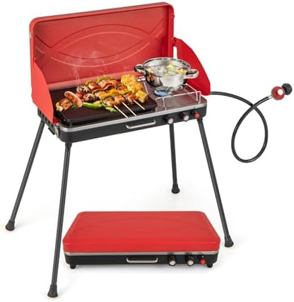 Giantex 2-in-1 Portable Propane Gas Grill & Stove with Detachable Legs