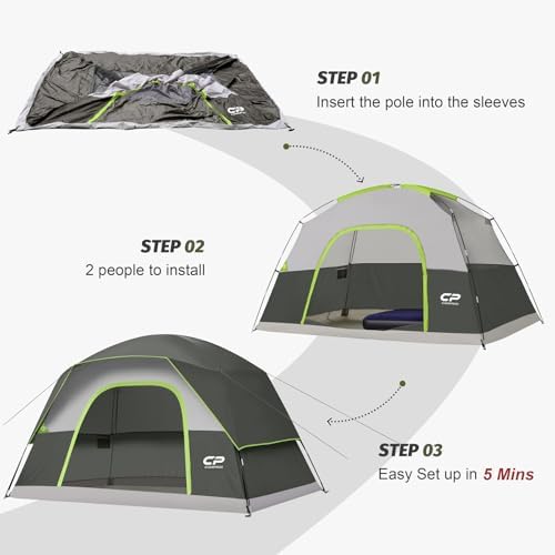 CAMPROS CP Tents for Camping 2/4/6 Person, Waterproof Windproof Dome Tent