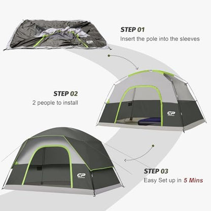 CAMPROS CP Tents for Camping 2/4/6 Person, Waterproof Windproof Dome Tent