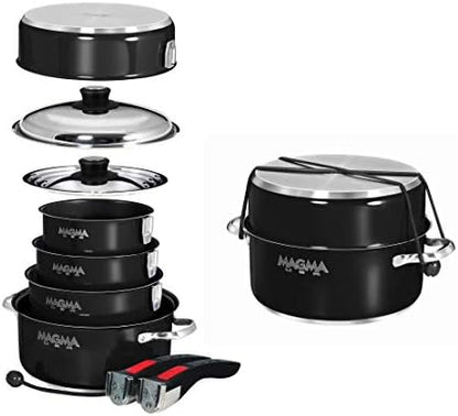 Magma A10-366-JB-2-IND 10 Pc Stainless Steel NonStick Nesting Cookware Set
