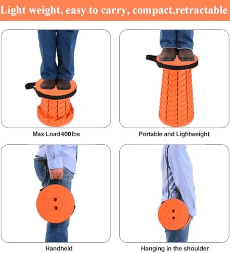 Fishboy Collapsible Stool for Adults, Portable Folding Camping Seat, 400lbs