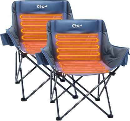 Portal Heated 32" Oversized Camping Chairs, Padded, 2-Pack, 350 lb Each