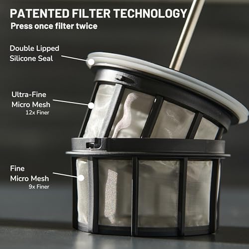 ESPRO Go P0 Ultralight French Press Coffee Maker for Travel, Vacuum Insulated Stainless Steel, 16 Ounces, Cranberry