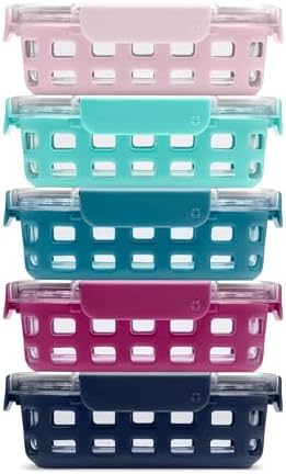 Ello Duraglass 3.4 Cup Glass Meal Prep Containers, 10 Pc, 5 Pack, Orchard
