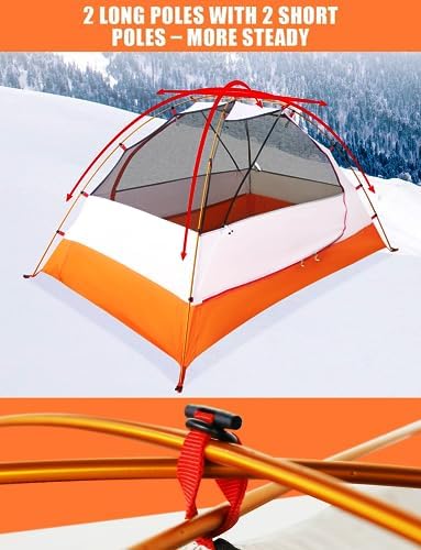 AYAMAYA 4 Season Waterproof 2 Person Backpacking Tent with Aluminum Poles