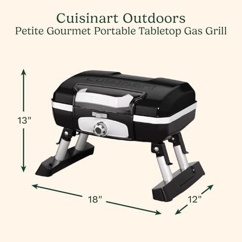 Cuisinart Gas Grill, Petite Gourmet, Foldable Design with Handle, 5,500 BTU