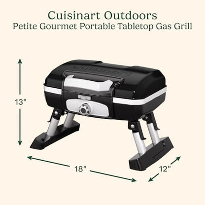 Cuisinart Gas Grill, Petite Gourmet, Foldable Design with Handle, 5,500 BTU