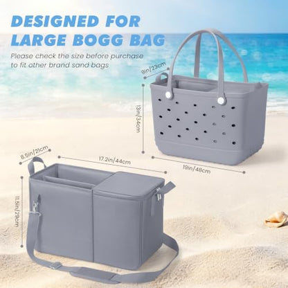 Cooler Organizer Insert Compatible with Bogg Bag XL, Leak-Proof Ice Chest Beach Bag with Removable Divider, Zippered Pouch, Portable Travel Organizer for Beach, Picnic, Camping, Pool