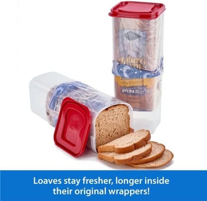 Buddeez Bread Buddy Bread Box – Red Lid, Pack of 2